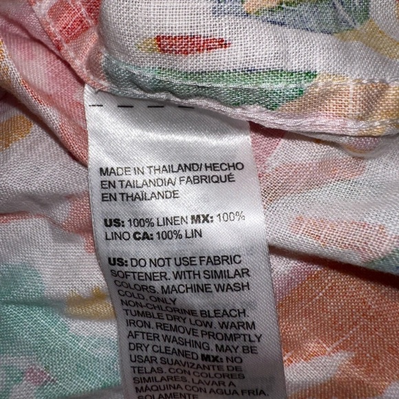 Chico’s No-Iron Fresh Chic Linen Blouse Women’s Size 0 (S/4-6) Floral Button up - Picture 3 of 8